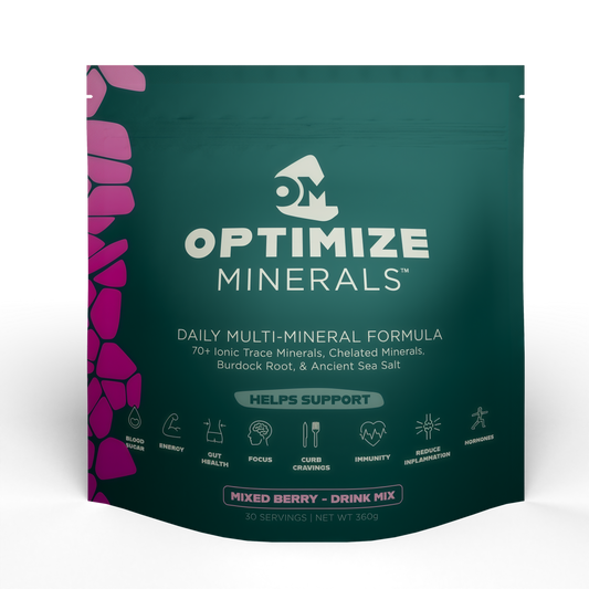 Optimize Minerals Multi Mineral Daily Formula – Magnesium, Electrolytes & Trace Mineral Supplement Powder - Gluten Free Vitamins Drink - Mixed Berry, 30 Servings