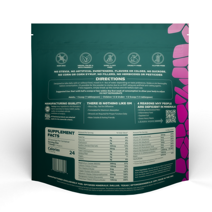 Optimize Minerals Multi Mineral Daily Formula – Magnesium, Electrolytes & Trace Mineral Supplement Powder - Gluten Free Vitamins Drink - Mixed Berry, 30 Servings